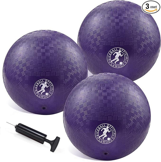 10 Inch Kickball Playground Ball Dodgeball Balls 4 Square Balls, Pack of 3, Dodge Balls for Kids, Kickballs Handball for Indoor Outdoor Games, Includes Pump