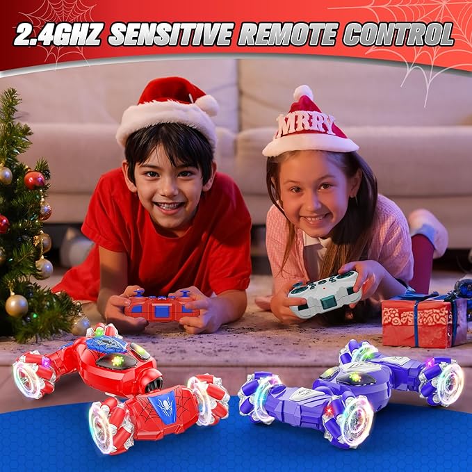 Spider Gesture Sensing RC Stunt Car Toys for Age 6-8-12 Boys & Girls, 4 WD 2.4Ghz Double Sided 360° Rotating Hand Controlled Remote Control Twist Cars, Cool Birthday presents and Ideas Gifts for Kids