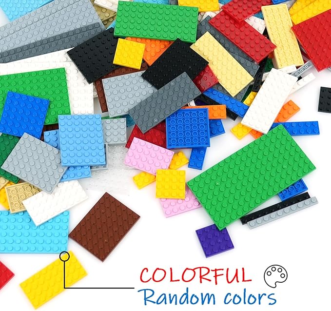 Classic Base Plates Building Pieces, 122PCS 13 Sizes Small Baseplates in Mix Color, Bulk Building Flat Platform Base Compatible with Major Brands Parts and Pieces