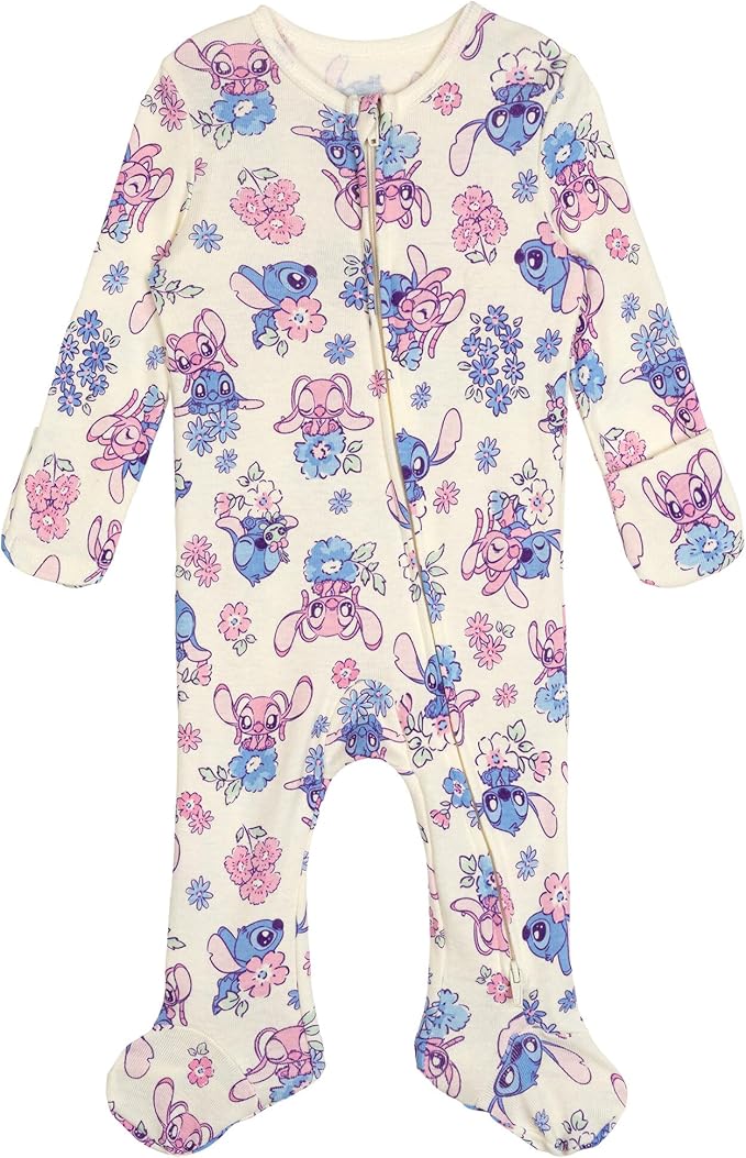 Disney Baby Girls 2 Pack Zip Up Sleep N' Plays Newborn to Infant Sizes (Newborn - 24 Months)