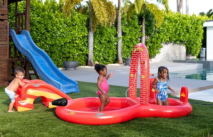 Little Tikes Fire House Adventure Inflatable Play Center Pool and Sprinkler.