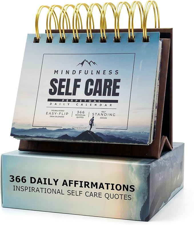 MESMOS 366 Mindfulness Daily Flip Calendar, Undated Perpetual Calendar, Desk Decor for Men & Women, Inspirational Gifts, Self Care Quotes, Office Desk Accessories, Stress Anxiety Relief Items