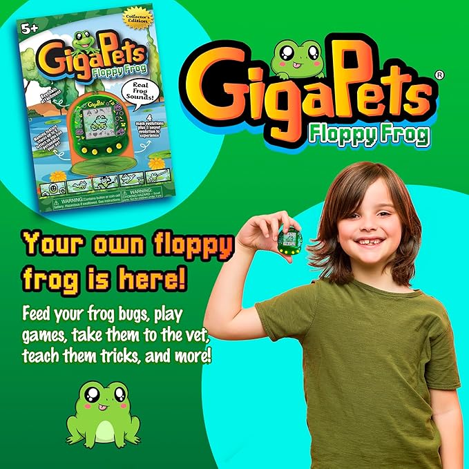 Giga Pet Floppy Frog Toy for Ages 5 and Above, 90s Throwback Collector’s Edition, Animal Care Through Play