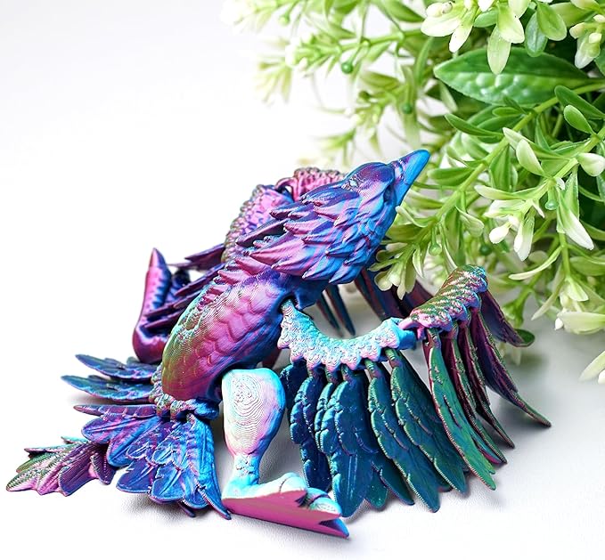 3D Printed Phoenix Model,Flexible Realistic Articulated Animal Fidget Toys,Mystery Figurines Gifts for Easter,Executive Desk Funny Décor and Festival Collectible,Easter Basket Stuffers (RGB)
