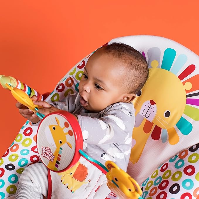 Bright Starts Portable Baby Bouncer Soothing Vibrations Infant Seat with Removable-Toy-Bar, 0-6 Months 6-20 lbs (Playful Pinwheels)