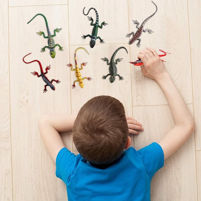 Gejoy 24 Piece Plastic Lizards for Kids Colorful Plastic Artificial Lizard Toys Action Figure Educational Toys for Kids Adults Gifts, 12 Designs