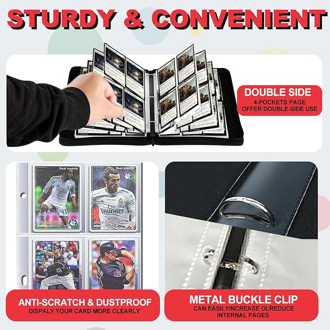 440 Card Binder 4 Pocke 3-Ring Trading Card Binder with 55 Page Removable Sleeves, High Storage Trading Card Holder Collection Card Album Carrying Organizer Case for TCG Cards-Fire Dragon