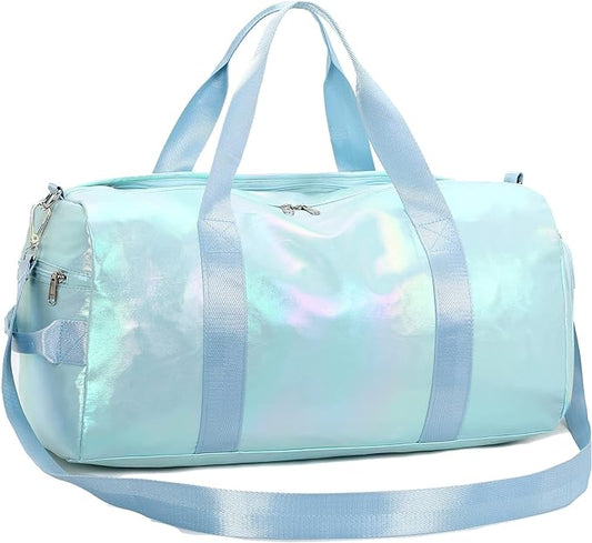 Gym Bag Sports Duffle Bag with Wet Pocket Weekender Overnight Bag with Waterproof Shoe Compartment for Girls Kids Women Travel Dance Yoga Workout Bag (Green)