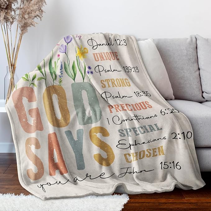 Gifts for Women, Birthday Inspirational Christian Blanket | Religious Birthday Gift for Women, Christian Blanket for Mom Sister Friend Girl, Baptism Confirmation Spiritual Gift for Her