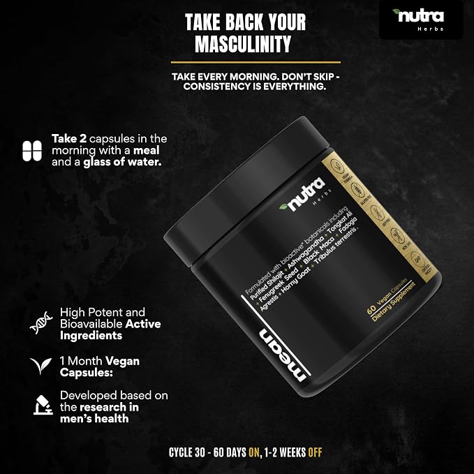 Men's Testosterone Support–10-in-1 Horny Goat Weed with Tongkat Ali, Ashwagandha, Shilajit, Maca, Fadogia Agrestis, Tribulus & More – Energy, Vitality & Libido Support – 60 Vegan Capsules