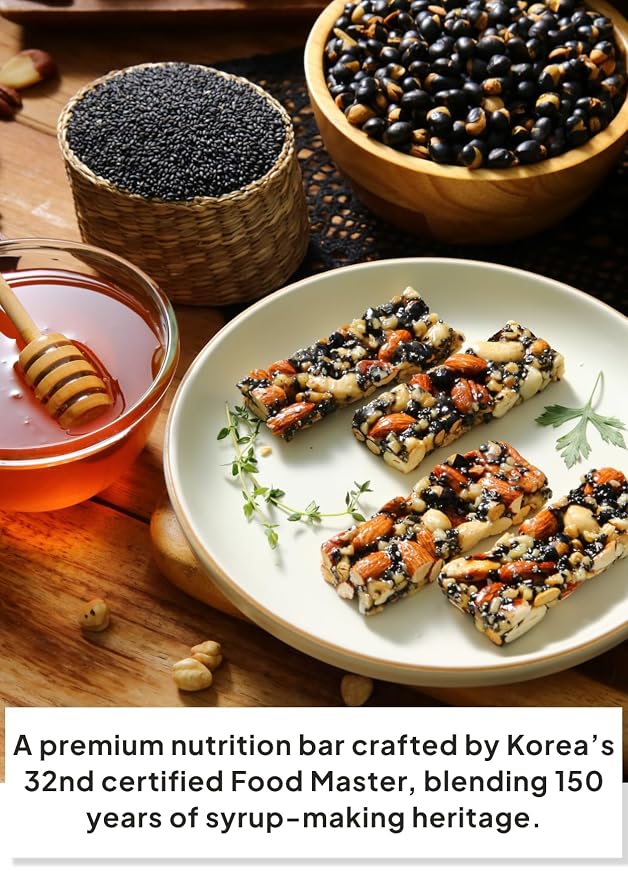 Korean Food KANG BONG SEOK Jocheong Gangjeong Nut Bars, Vegan, 25 Count | Vegan nut bars made with traditional jocheong syrup, individually wrapped for breakfast or snacking