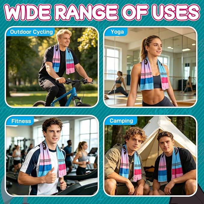 12PCS 40"X12" Crayon Cooling Towels, Fast Drying Sports Towel Soft and Breathable Neck Cooling Towel Baseball Swag, Suitable for Party Gifts Baseball Team Coach Gift Outdoor Camping Gym