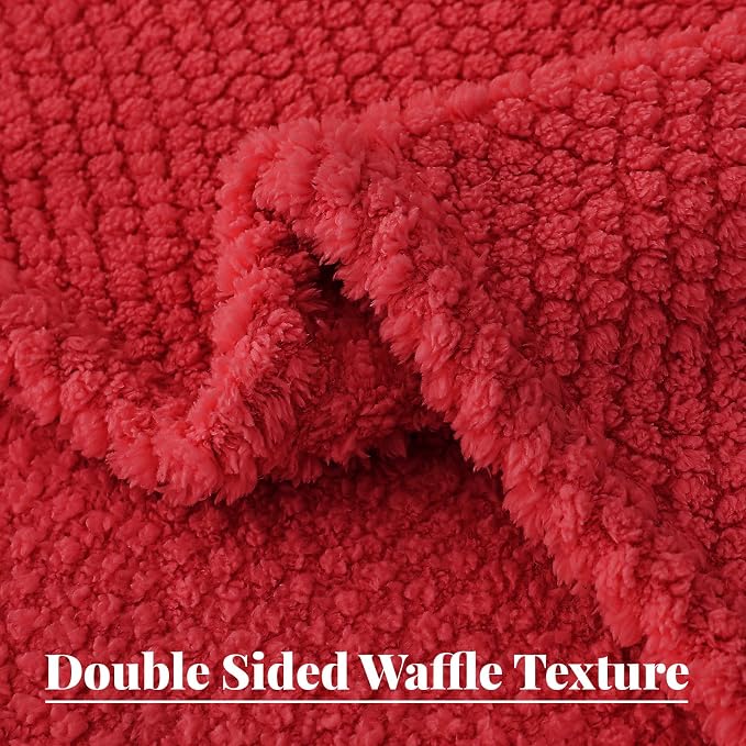 Whale Flotilla Soft Fleece Queen Size Bed Blanket, Red | 90x90 Inch, Suitable for Bed, Fluffy Fuzzy Jacquard Blankets for All Season, Lightweight and Cozy