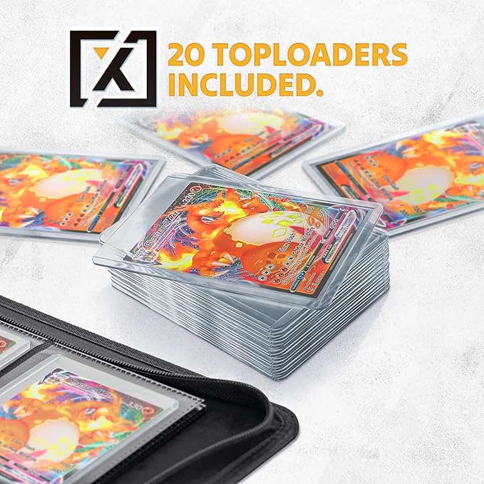 X PRO Top Load Card Binder - Compatible with Top-loading Card Cases - Fits 252 | 20 Premium Loaders Included | 9-Pocket Ringless Double-Sided Pages | Storage for TCG & Sports Cards