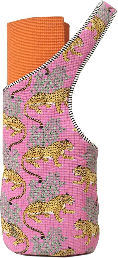INDIAN CRAFT CASTLE Yoga Mat Bag | Tote Mat Bag | Sling Yoga Tote w/Large Side Pocket & Zipper Pocket | Yoga Mat Carrier Fits Most Size Mats