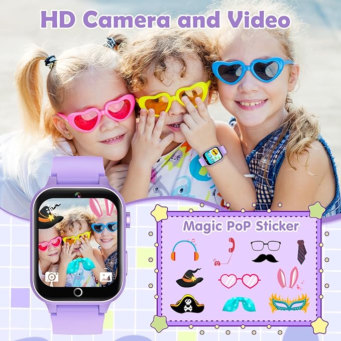 Kids Games Watch, with 26 Puzzle Games, Touch Screen, HD Camera, Alarm Clock, Toys for Ages 4-12 Years Old.Birthday Gift for Boys Girls (Purple)