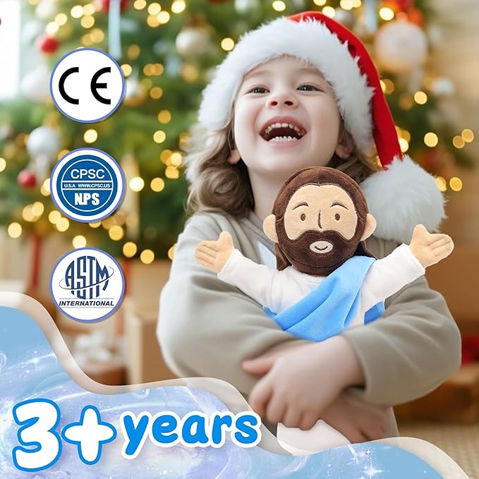 13" Jesus Plush, Jesus Stuffed Doll Plushie for Easter Christmas Church (Brown)