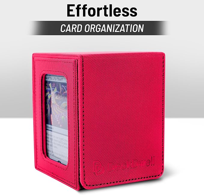 Commander deck box with window Fits 100 Double Sleeved Cards, One‑Piece Design, 4 N52 Magnets, PU Leather & Microfiber Lining,deck box mtg with 2 Dividers