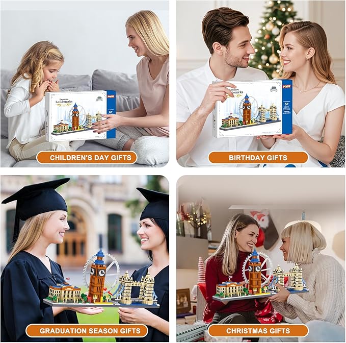 Architecture London Skyline Collection Micro Mini Building Set,3110Pcs Famous Landmarks Model Building Toys with London Eye,Big Ben,British Museum,Tower Bridge,STEM Creative Gift for Adults Kids 6+