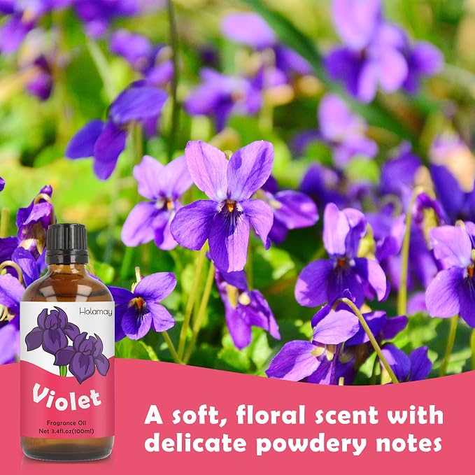 Violet Fragrance Oil 3.4 fl.oz/100 ml, Holamay Floral Single Scented Oils, Fragrance Oil for Candle Making, Soap Making Scent, Essential Oils for Diffuser for Home