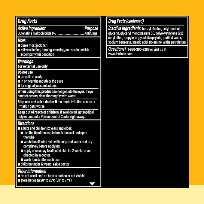 Lotrimin Ultra Jock Itch Cream - Powerful Butenafine Hydrochloride Treatment for Jock Itch, 0.42 Ounce (12 Grams) (Packaging May Vary)