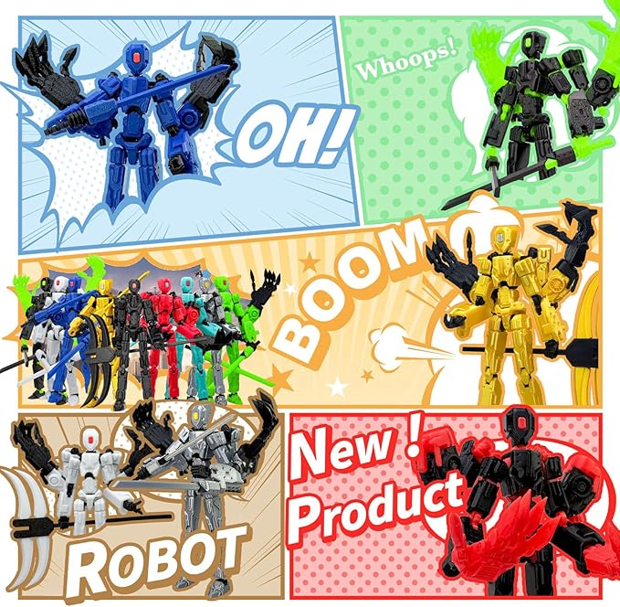 8Inch T13 Action Figure Assembly Completed,3D Printed Multi-Jointed Movable Toy Nova 13 Action Figures Desktop Decorations for Game Lovers Toy (Luminous Blue)