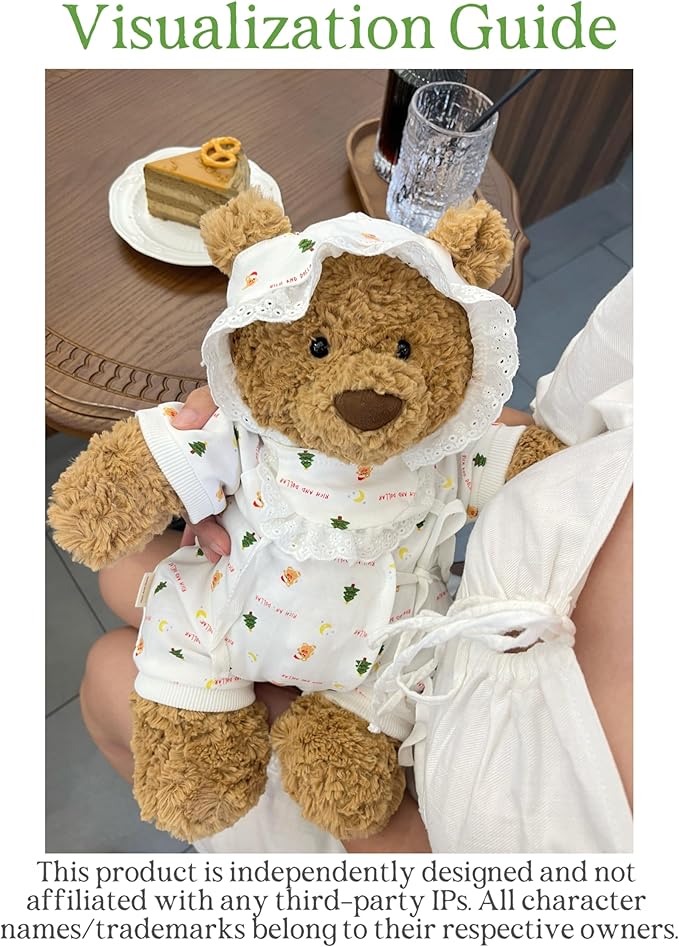 14-16''/36cm Plush Toy Bib-Style Pajama Set + Bear Romper for Chubby Teddy Bears & Bartholomew Bears(NO Doll)