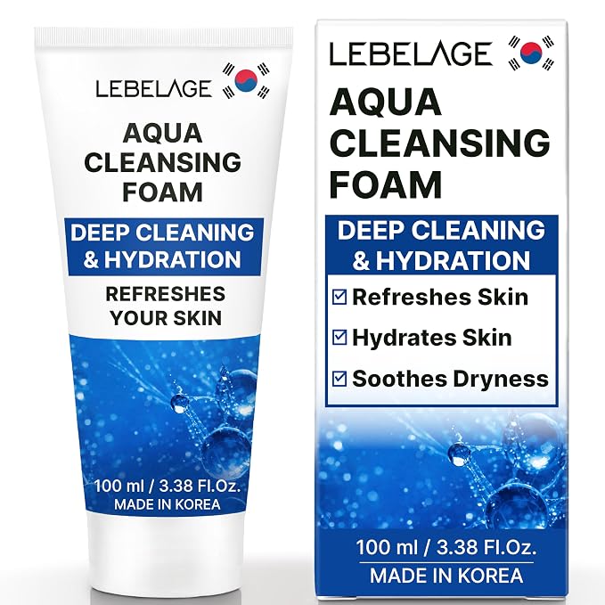 LEBELAGE Korean Aqua Facial Cleanser 3.38 oz | Cleansing Foam Face Wash | Low pH Gentle Hydrating Daily Facial Cleanser Sensitive Skin | Deep Cleansing Foaming Cleanser, Pore Care-All Skin Types