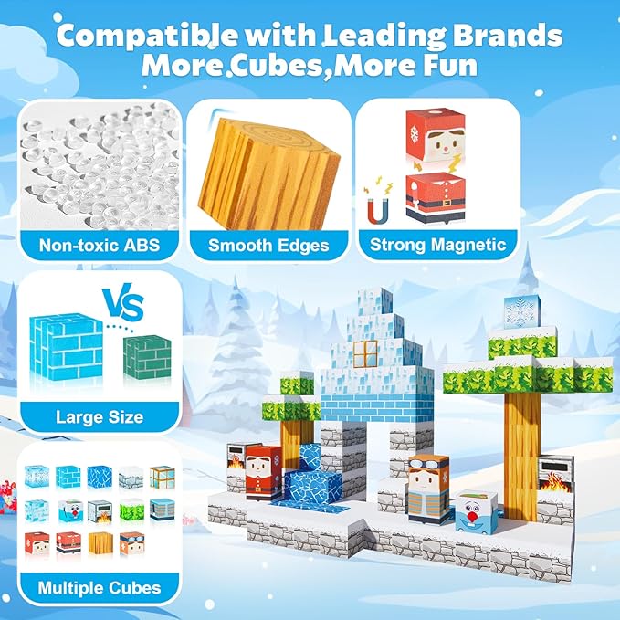 Magnetic Blocks - Build Mine Frozen Magnet 3D World Set, Magnetic Tiles LE Building go Blocks Toddler Toys STEM Sensory Outdoor Toys for 3+ Year Old Boys & Girls, Creative Kids Games Kids Toys-130PCS
