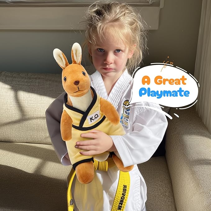 Plush Kangaroo with Yellow Martial Arts Outfit, Kangaroo Stuffed Animal, Plush Toys Ideal Present for Kids,Boys and Girls,12 Inch