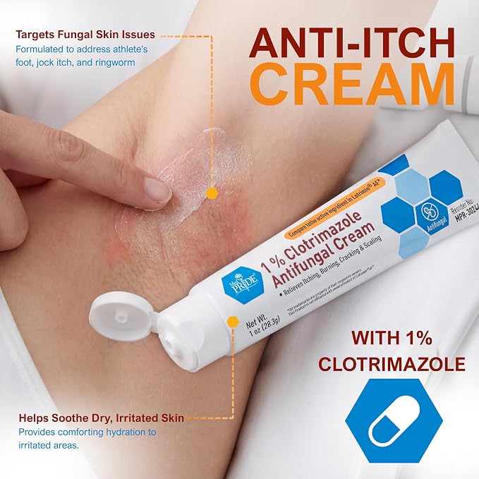 MED PRIDE Clotrimazole Antifungal Cream 1%, 4 Pack – Bulk Treatment for Athlete’s Foot, Jock Itch, Ringworm, Itchy Skin, Redness, Scaling & Cracking – Maximum Strength Fungal Relief