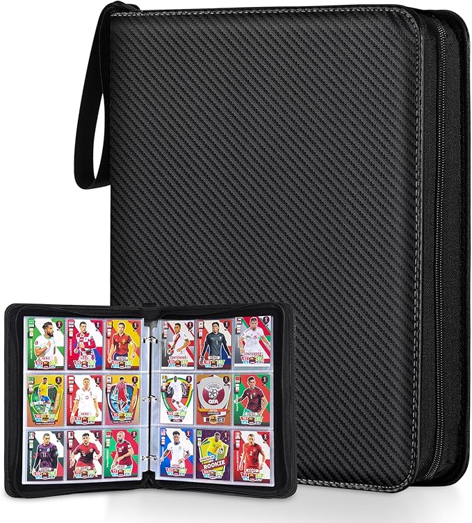 LIMSTDIC Card Binder for Pokemon Card, 9 Pocket 40 Double-Sided Pages for 720 Card Pocket Premium Zip PU Card Binder for Pokemon, Collectible For TCG,MTG,Baseball,Football Trading Card Game(Black)