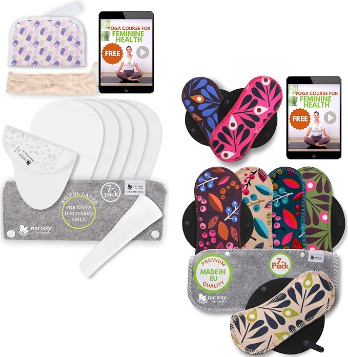 Cloth Panty Liners 7-Pack (Small) Mini Daily Organic Cotton Reusable Panty Liners for Women & Non Slip Reusable Panty Liners for Women Thong (S) Organic Cotton Panty Liners Reusable