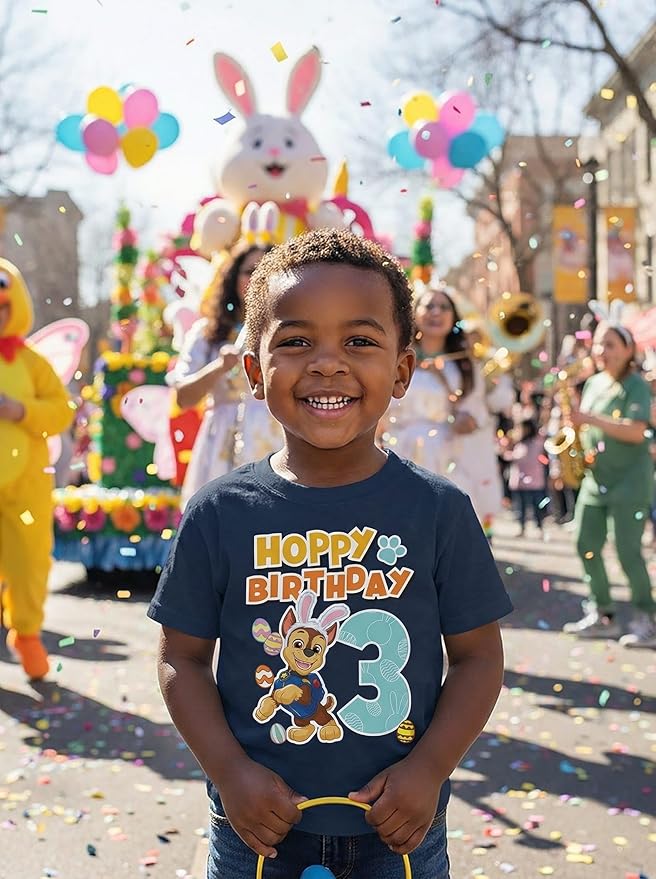 Paw Patrol Chase 3rd Birthday Boy Shirt - Toddler T-Shirt Gift Outfit for Party - Clothes for 3 Year Old Boys
