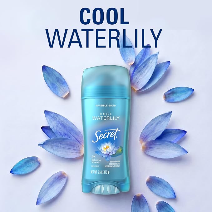Secret Invisible Solid Antiperspirant and Deodorant, Waterlily Scent, 2.6 oz