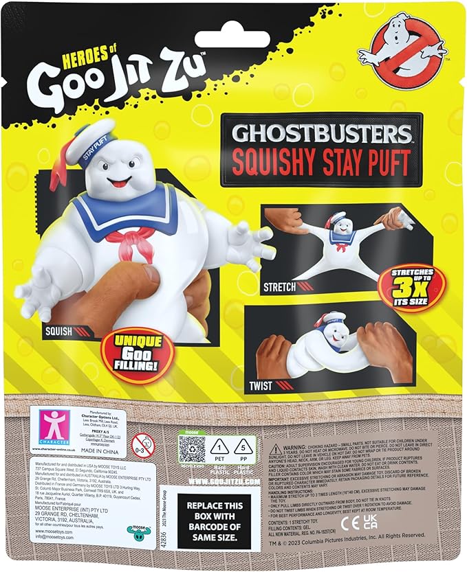 Heroes of Goo Jit Zu Ghostbusters Squishy Stay Puft Figure |Unique Goo Filling | Stretches Up to 3X Its Size | Stretch, Twist and Watch It Return to Its Original Size and Shape