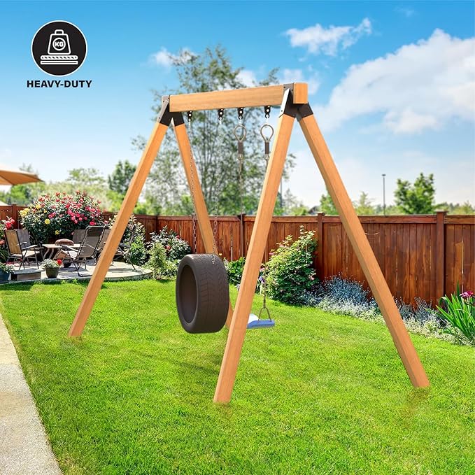 Heavy Duty Swing Sets Bracket Kit, Including 2 A-Frame Swing Set Brackets and 4 Swing Hangers, for Playground Equipment Mounting Parts, Porch, Yard (Black)