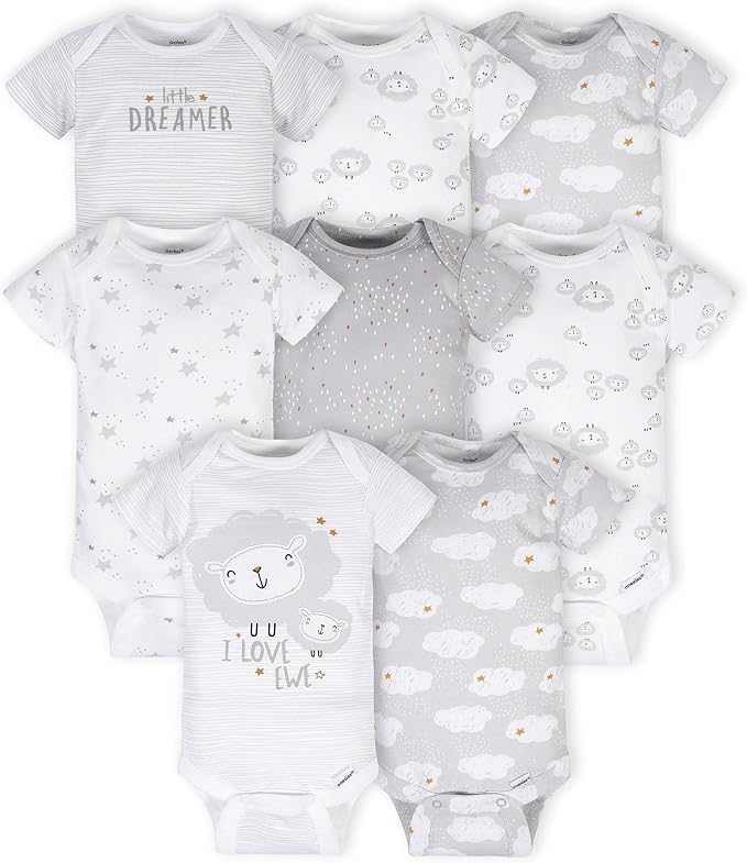 Gerber Unisex-Baby 8-pack Short Sleeve Onesies Bodysuits