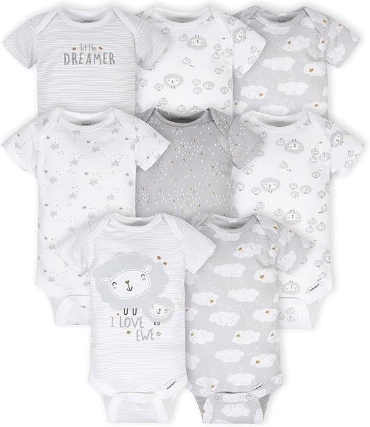 Gerber Unisex-Baby 8-pack Short Sleeve Onesies Bodysuits