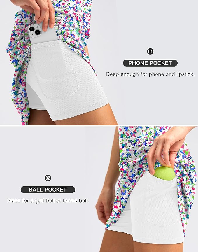 Women's 18" Skorts with 4 Side Pockets High Waisted Long Golf Skirt | Soft, Lightweight, Stretch, Breathable, Mesh Built-in Shorts, Athletic, Tennis, Dressy, Casual