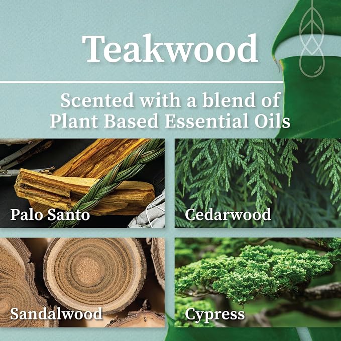 Hemlock Park Teakwood Apothecary Scented Candle | Crackling Wood Wick, Botanical Fragrance & Coconut Apricot Wax | Up to 40 Hour Burn Time | 4 oz | Made in USA