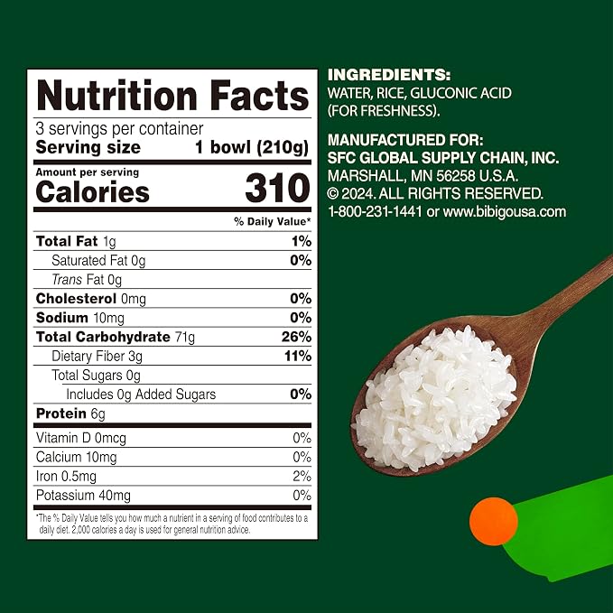 Bibigo Korean Sticky White Rice, Microwavable, Zero Trans Fat, 7.4 Ounce (Pack of 18)