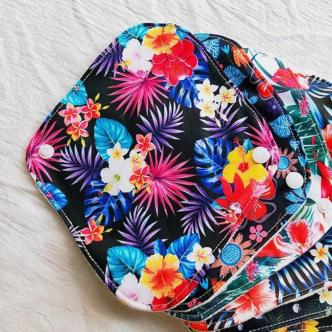 6+1Set Reusable Reusable Menstrual Pads Organic Bamboo Panty Liner Sets, Including 6pcs Daily Use Panty Liner + 1 pcs Mini Wet Bag