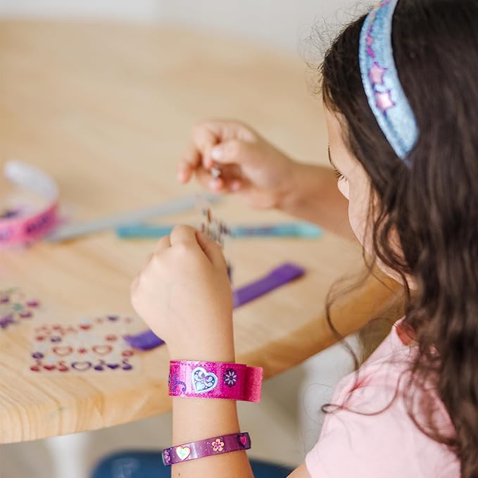 Melissa & Doug Design-Your-Own Jewelry-Making Kits - Bangles, Headbands, and Bracelets DIY Jewelry, Decorate with Stickers, Bracelet and Headband Crafting Set for Kids Ages 4+