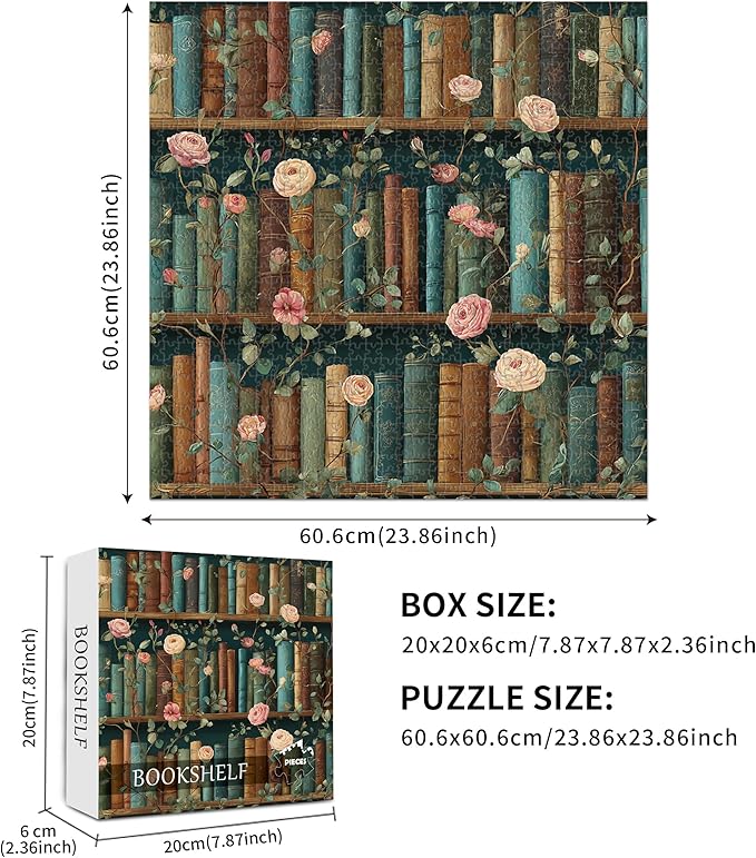 Puzzle 1000 Piece for Adults Jigsaw Featuring Aesthetic Home Decoration Unique Gift for Cat Lovers Premium Large Puzzle for Family Fun (Books&Blooms Puzzles-1000pcs)