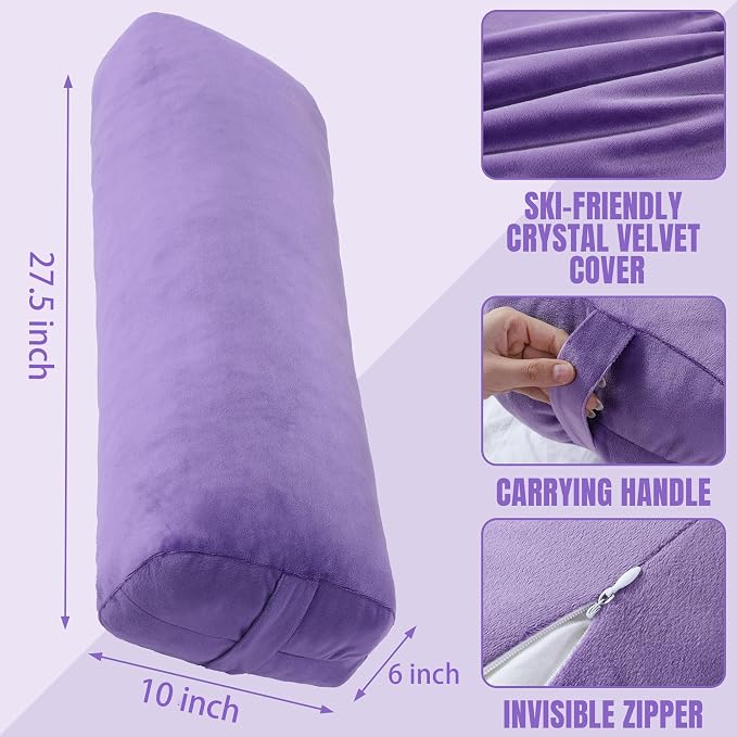 MABOZOO Yoga Bolster Pillow, Rectangular Bolster for Restorative Yoga & Meditation, Professional Meditation Cushion with Carry Handle, 27"X10"X6"