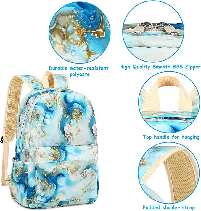 Bluboon Teen Girls School Backpack Kids Bookbag Set with Lunch Box Pencil Case Travel Laptop Backpack Casual Daypacks