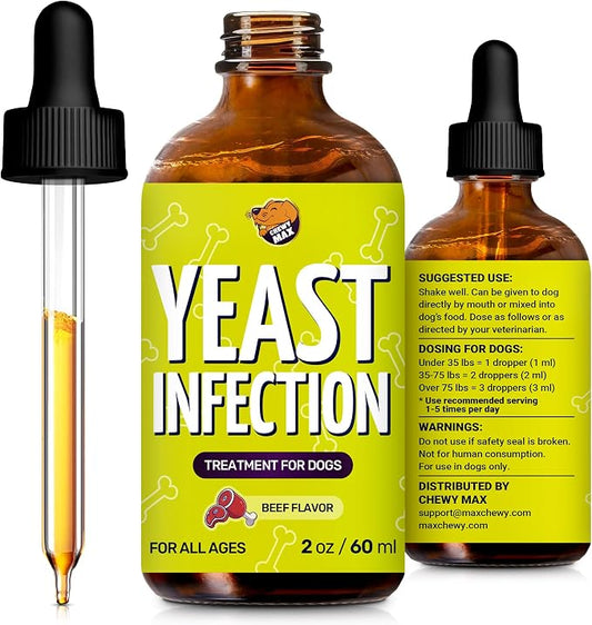 Yeast Infection Treatment for Dogs & Puppies to Help with Itching & Irritation | Dog Ear Infection Treatment for Allergies Breeds | Beef Taste | 2 Oz