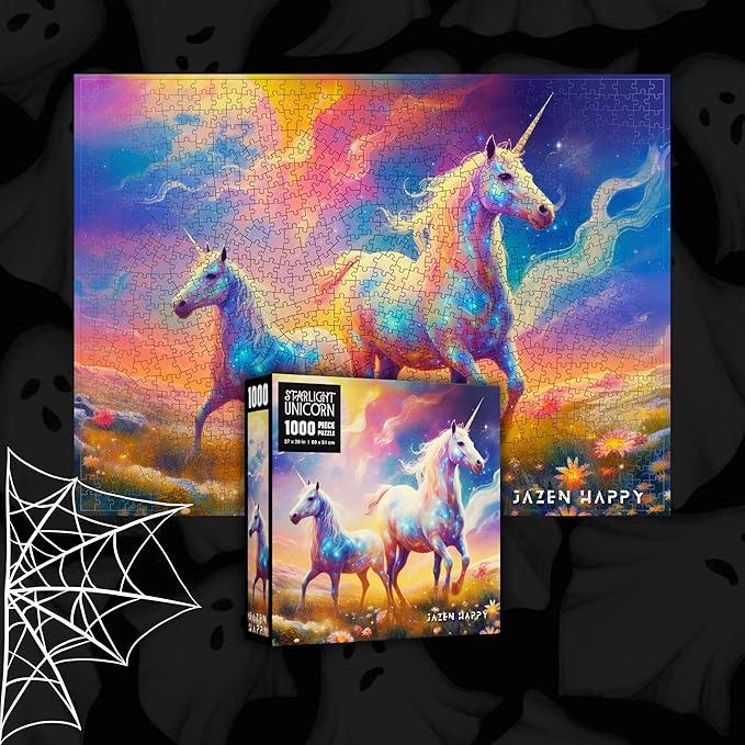 Challenging Jigsaw Puzzle for Adults and Families - 1000 Pieces - Starlight Unicorn - Jazen Happy - 27x20 inch - Poster Included Puzzle