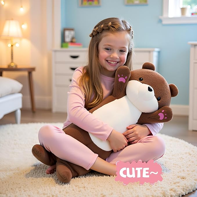 Long Otter Plush Pillow Cute Weighted Stuffed Animal Otter Giant Stuffed Otter Animal Big Sea Otter Stuffed Animal Plushies Soft Otter Body Pillow Birthday Gifts for Kids Brown 25.2"